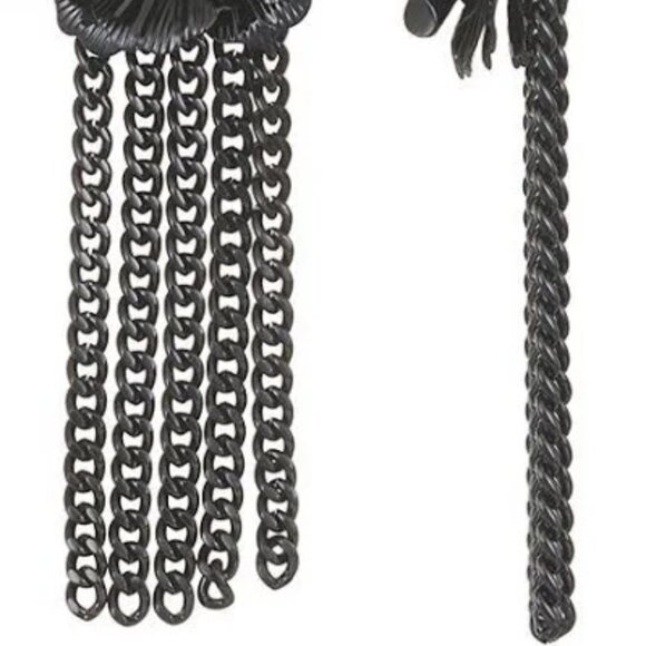 VERA WANG Goth Black Flower/Black Crystal Gunmetal Chain Drop Earrings**NEW! - Picture 4 of 5